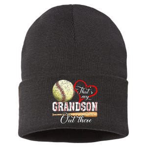 That's My Grandson Out There Baseball Grandma Mother's Day Sustainable Knit Beanie