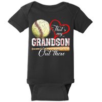 That's My Grandson Out There Baseball Grandma Mother's Day Baby Bodysuit