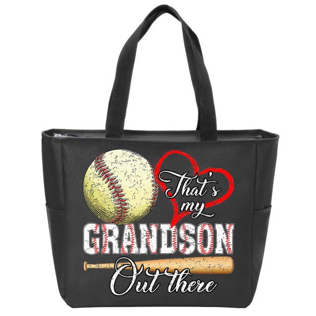 That's My Grandson Out There Baseball Grandma Mother's Day Zip Tote Bag