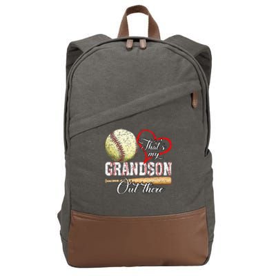 That's My Grandson Out There Baseball Grandma Mother's Day Cotton Canvas Backpack