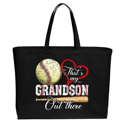 That's My Grandson Out There Baseball Grandma Mother's Day Cotton Canvas Jumbo Tote