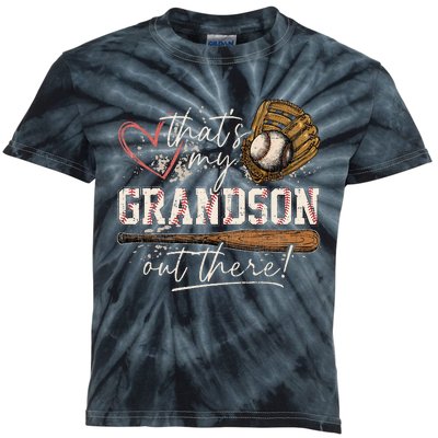 ThatS My Grandson Out There Baseball Grandma Kids Tie-Dye T-Shirt