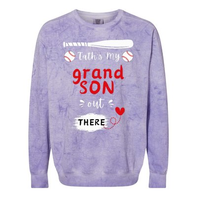 ThatS My Grandson Out There Retro Playing Baseball Grandma Colorblast Crewneck Sweatshirt