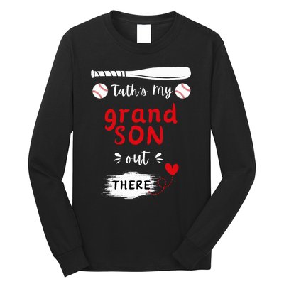 ThatS My Grandson Out There Retro Playing Baseball Grandma Long Sleeve Shirt