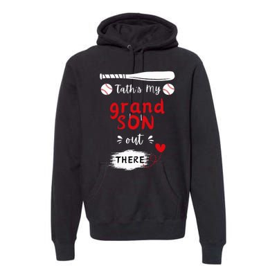 ThatS My Grandson Out There Retro Playing Baseball Grandma Premium Hoodie