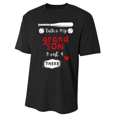 ThatS My Grandson Out There Retro Playing Baseball Grandma Performance Sprint T-Shirt