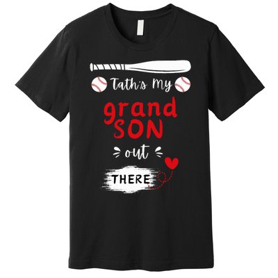 ThatS My Grandson Out There Retro Playing Baseball Grandma Premium T-Shirt