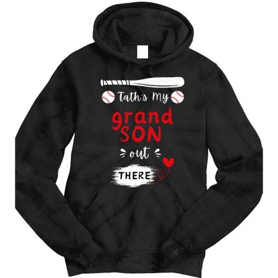 ThatS My Grandson Out There Retro Playing Baseball Grandma Tie Dye Hoodie