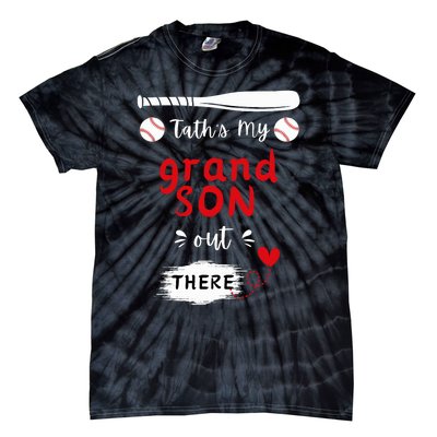 ThatS My Grandson Out There Retro Playing Baseball Grandma Tie-Dye T-Shirt