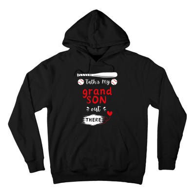 ThatS My Grandson Out There Retro Playing Baseball Grandma Tall Hoodie