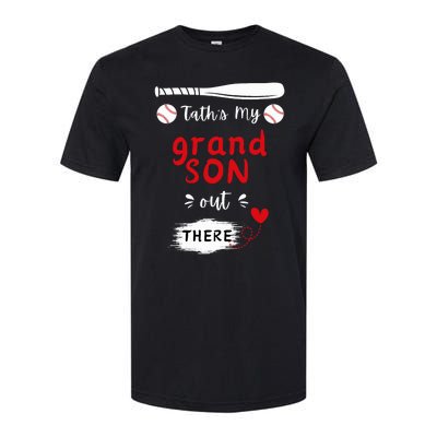 ThatS My Grandson Out There Retro Playing Baseball Grandma Softstyle CVC T-Shirt