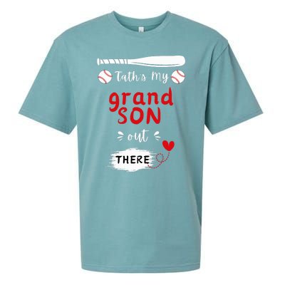 ThatS My Grandson Out There Retro Playing Baseball Grandma Sueded Cloud Jersey T-Shirt