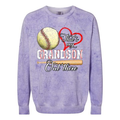 Thats My Grandson Out There Baseball Grandma Mothers Day Colorblast Crewneck Sweatshirt