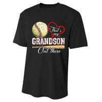 Thats My Grandson Out There Baseball Grandma Mothers Day Performance Sprint T-Shirt