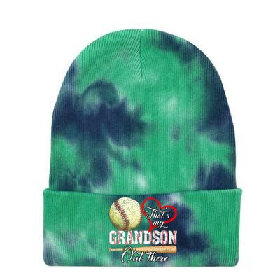 Thats My Grandson Out There Baseball Grandma Mothers Day Tie Dye 12in Knit Beanie