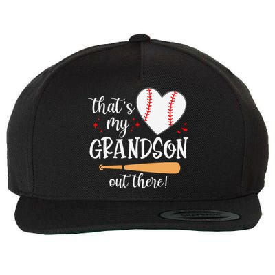 Thats My Grandson Out There Gifts Women Baseball Grandma Mom Wool Snapback Cap