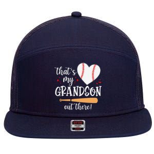 Thats My Grandson Out There Gifts Women Baseball Grandma Mom 7 Panel Mesh Trucker Snapback Hat