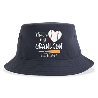 Thats My Grandson Out There Gifts Women Baseball Grandma Mom Sustainable Bucket Hat