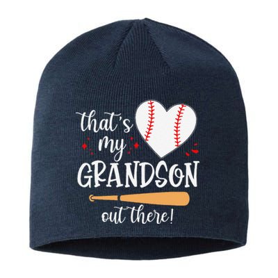 Thats My Grandson Out There Gifts Women Baseball Grandma Mom Sustainable Beanie