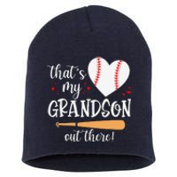 Thats My Grandson Out There Gifts Women Baseball Grandma Mom Short Acrylic Beanie