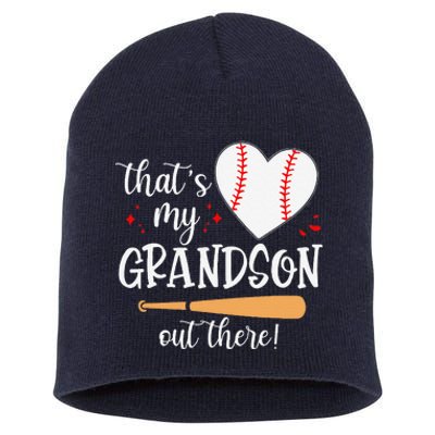 Thats My Grandson Out There Gifts Women Baseball Grandma Mom Short Acrylic Beanie