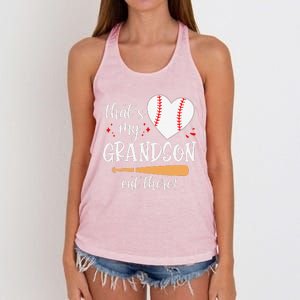 Thats My Grandson Out There Gifts Women Baseball Grandma Mom Women's Knotted Racerback Tank