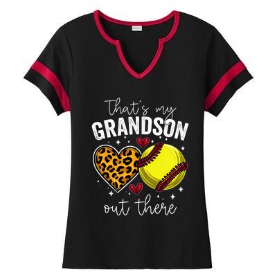 ThatS My Grandson Out There Baseball Grandma MotherS Day Ladies Halftime Notch Neck Tee