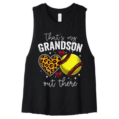 ThatS My Grandson Out There Baseball Grandma MotherS Day Women's Racerback Cropped Tank