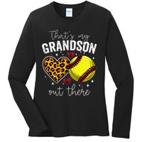 ThatS My Grandson Out There Baseball Grandma MotherS Day Ladies Long Sleeve Shirt