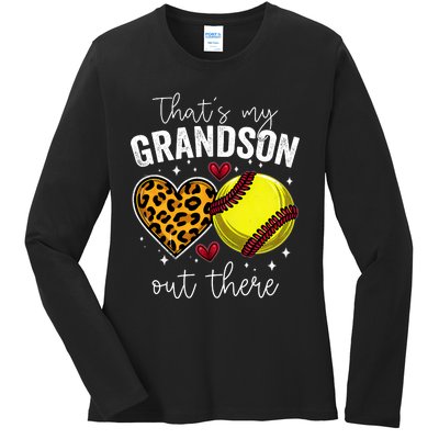 ThatS My Grandson Out There Baseball Grandma MotherS Day Ladies Long Sleeve Shirt