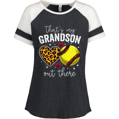 ThatS My Grandson Out There Baseball Grandma MotherS Day Enza Ladies Jersey Colorblock Tee