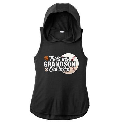 ThatS My Grandson Out There Baseball Grandpa Grandma Ladies PosiCharge Tri-Blend Wicking Draft Hoodie Tank