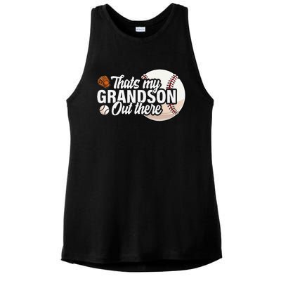 ThatS My Grandson Out There Baseball Grandpa Grandma Ladies PosiCharge Tri-Blend Wicking Tank