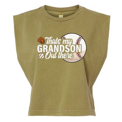 ThatS My Grandson Out There Baseball Grandpa Grandma Garment-Dyed Women's Muscle Tee