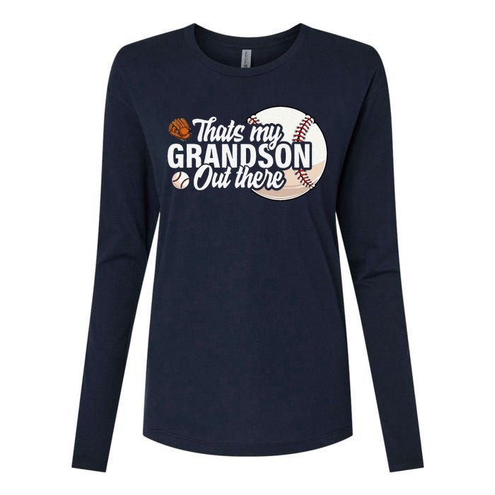 ThatS My Grandson Out There Baseball Grandpa Grandma Womens Cotton Relaxed Long Sleeve T-Shirt