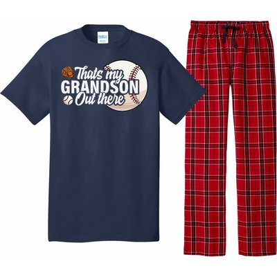 ThatS My Grandson Out There Baseball Grandpa Grandma Pajama Set