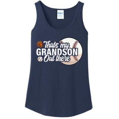 ThatS My Grandson Out There Baseball Grandpa Grandma Ladies Essential Tank