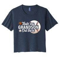 ThatS My Grandson Out There Baseball Grandpa Grandma Women's Crop Top Tee