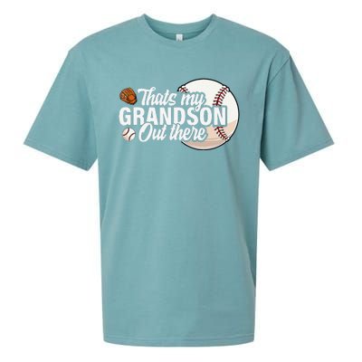 ThatS My Grandson Out There Baseball Grandpa Grandma Sueded Cloud Jersey T-Shirt