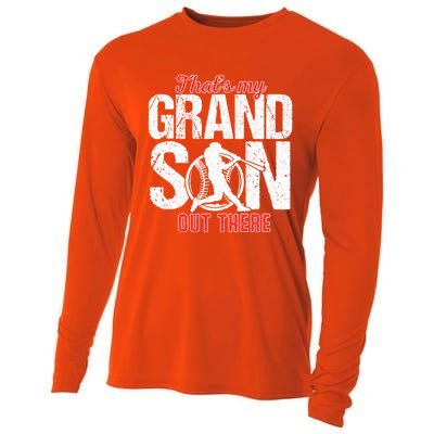 That My Grand Son Out There Baseball FatherS Day Great Gift Cooling Performance Long Sleeve Crew