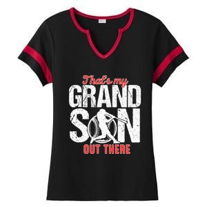 That My Grand Son Out There Baseball FatherS Day Great Gift Ladies Halftime Notch Neck Tee