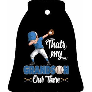 Thats My Grandson Out There Baseball Grandpa Grandma Ceramic Bell Ornament