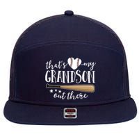 That's My Grandson Out There Gift Baseball Grandma 7 Panel Mesh Trucker Snapback Hat