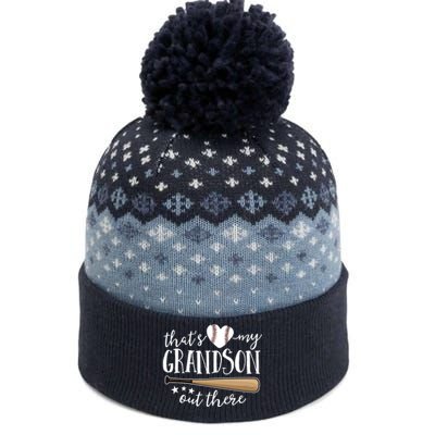 That's My Grandson Out There Gift Baseball Grandma The Baniff Cuffed Pom Beanie