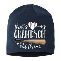 That's My Grandson Out There Gift Baseball Grandma Sustainable Beanie