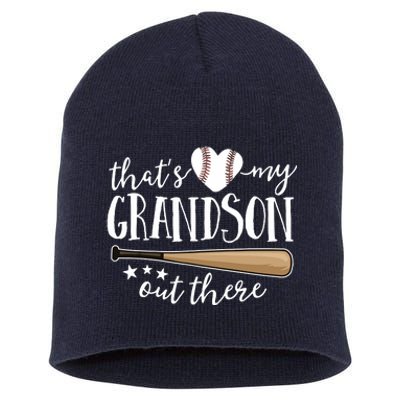 That's My Grandson Out There Gift Baseball Grandma Short Acrylic Beanie