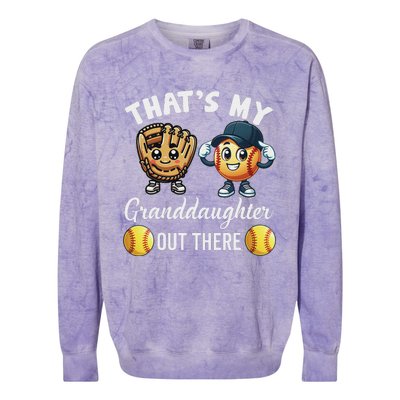 ThatS My Granddaughter Out There Softball Grandpa Grandma Colorblast Crewneck Sweatshirt