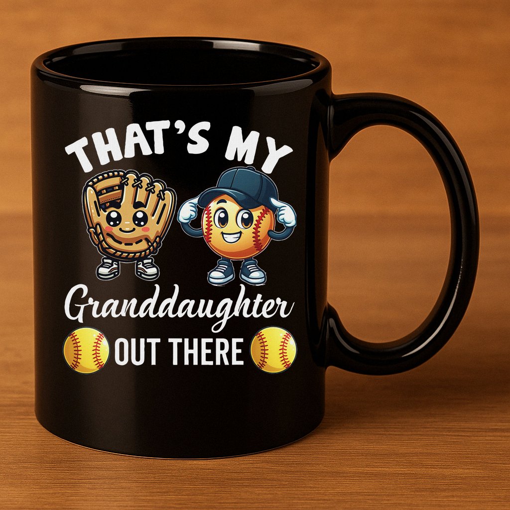 ThatS My Granddaughter Out There Softball Grandpa Grandma 11oz C Handle Ceramic Mug