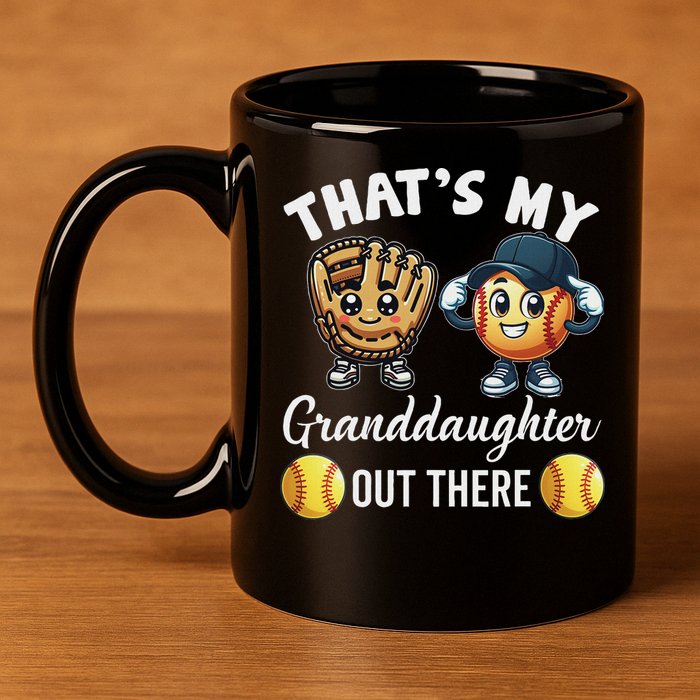ThatS My Granddaughter Out There Softball Grandpa Grandma 11oz C Handle Ceramic Mug