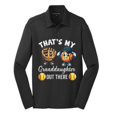 ThatS My Granddaughter Out There Softball Grandpa Grandma Silk Touch Performance Long Sleeve Polo